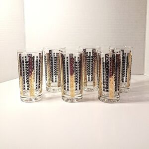 Vintage drinking glasses gold and black